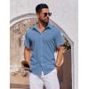 imageCOOFANDY Mens Short Sleeve Button Down Shirts Casual Summer Shirt Untucked Dress ShirtsCaptain Blue