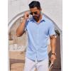 imageCOOFANDY Mens Short Sleeve Button Down Shirts Casual Summer Shirt Untucked Dress ShirtsClear Blue