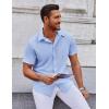 imageCOOFANDY Mens Short Sleeve Button Down Shirts Casual Summer Shirt Untucked Dress ShirtsClear Blue