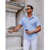 imageCOOFANDY Mens Short Sleeve Button Down Shirts Casual Summer Shirt Untucked Dress ShirtsClear Blue