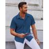 imageCOOFANDY Mens Short Sleeve Button Down Shirts Casual Summer Shirt Untucked Dress ShirtsDark Blue