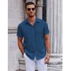 imageCOOFANDY Mens Short Sleeve Button Down Shirts Casual Summer Shirt Untucked Dress ShirtsDark Blue