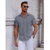 imageCOOFANDY Mens Short Sleeve Button Down Shirts Casual Summer Shirt Untucked Dress ShirtsDark Grey