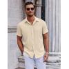 imageCOOFANDY Mens Short Sleeve Button Down Shirts Casual Summer Shirt Untucked Dress ShirtsKhaki