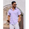 imageCOOFANDY Mens Short Sleeve Button Down Shirts Casual Summer Shirt Untucked Dress ShirtsLavender