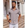 imageCOOFANDY Mens Short Sleeve Button Down Shirts Casual Summer Shirt Untucked Dress ShirtsLight Gray