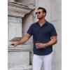 imageCOOFANDY Mens Short Sleeve Button Down Shirts Casual Summer Shirt Untucked Dress ShirtsNavy Blue