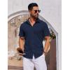 imageCOOFANDY Mens Short Sleeve Button Down Shirts Casual Summer Shirt Untucked Dress ShirtsNavy Blue