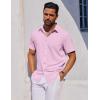 imageCOOFANDY Mens Short Sleeve Button Down Shirts Casual Summer Shirt Untucked Dress ShirtsPink