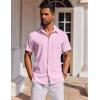 imageCOOFANDY Mens Short Sleeve Button Down Shirts Casual Summer Shirt Untucked Dress ShirtsPink