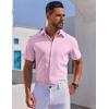 imageCOOFANDY Mens Short Sleeve Button Down Shirts Casual Summer Shirt Untucked Dress ShirtsPink