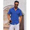 imageCOOFANDY Mens Short Sleeve Button Down Shirts Casual Summer Shirt Untucked Dress ShirtsSky Blue