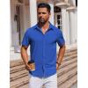 imageCOOFANDY Mens Short Sleeve Button Down Shirts Casual Summer Shirt Untucked Dress ShirtsSky Blue