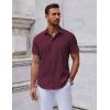 imageCOOFANDY Mens Short Sleeve Button Down Shirts Casual Summer Shirt Untucked Dress ShirtsWine Red