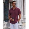 imageCOOFANDY Mens Short Sleeve Button Down Shirts Casual Summer Shirt Untucked Dress ShirtsWine Red