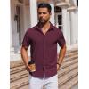 imageCOOFANDY Mens Short Sleeve Button Down Shirts Casual Summer Shirt Untucked Dress ShirtsWine Red
