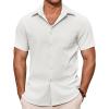 imageCOOFANDY Mens Casual Button Down Shirts Summer Beach Shirts Short Sleeve Textured Vacation ShirtsAwhite
