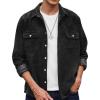 imageCOOFANDY Mens Corduroy Shirt Casual Button Down Shirt Jacket Lightweight ShacketBlack