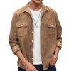 imageCOOFANDY Mens Corduroy Shirt Casual Button Down Shirt Jacket Lightweight ShacketDark Khaki