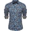 imageCOOFANDY Mens Paisley Printed Shirts Casual Long Sleeve Button Down Shirts Floral Dress Shirt with PocketsBlue