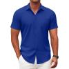imageCOOFANDY Mens Short Sleeve Button Down Shirts Casual Dress Shirt WrinkleFree Untucked Summer ShirtsRoyal Blue