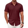 imageCOOFANDY Mens Short Sleeve Button Down Shirts Casual Dress Shirt WrinkleFree Untucked Summer ShirtsWine Red