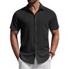 imageCOOFANDY Mens Short Sleeve Button Down Shirts Casual Summer Shirt Untucked Dress ShirtsBlack