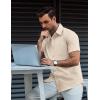 imageCOOFANDY Mens Button Down Short Sleeve Shirt Casual Dress Shirt Untucked Summer Shirts with PocketBeige
