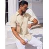 imageCOOFANDY Mens Button Down Short Sleeve Shirt Casual Dress Shirt Untucked Summer Shirts with PocketBeige