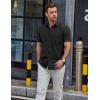 imageCOOFANDY Mens Button Down Short Sleeve Shirt Casual Dress Shirt Untucked Summer Shirts with PocketBlack