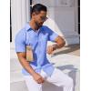 imageCOOFANDY Mens Button Down Short Sleeve Shirt Casual Dress Shirt Untucked Summer Shirts with PocketBlue