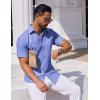 imageCOOFANDY Mens Button Down Short Sleeve Shirt Casual Dress Shirt Untucked Summer Shirts with PocketDenim Blue