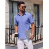imageCOOFANDY Mens Button Down Short Sleeve Shirt Casual Dress Shirt Untucked Summer Shirts with PocketDenim Blue
