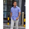 imageCOOFANDY Mens Button Down Short Sleeve Shirt Casual Dress Shirt Untucked Summer Shirts with PocketDenim Blue