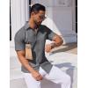 imageCOOFANDY Mens Button Down Short Sleeve Shirt Casual Dress Shirt Untucked Summer Shirts with PocketGray