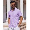 imageCOOFANDY Mens Button Down Short Sleeve Shirt Casual Dress Shirt Untucked Summer Shirts with PocketLilac Purple