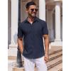 imageCOOFANDY Mens Button Down Short Sleeve Shirt Casual Dress Shirt Untucked Summer Shirts with PocketNavy Blue