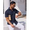 imageCOOFANDY Mens Button Down Short Sleeve Shirt Casual Dress Shirt Untucked Summer Shirts with PocketNavy Blue
