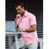 imageCOOFANDY Mens Button Down Short Sleeve Shirt Casual Dress Shirt Untucked Summer Shirts with PocketPink