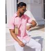 imageCOOFANDY Mens Button Down Short Sleeve Shirt Casual Dress Shirt Untucked Summer Shirts with PocketPink