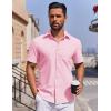imageCOOFANDY Mens Button Down Short Sleeve Shirt Casual Dress Shirt Untucked Summer Shirts with PocketPink