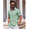 imageCOOFANDY Mens Button Down Short Sleeve Shirt Casual Dress Shirt Untucked Summer Shirts with PocketSage Green