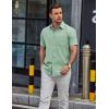 imageCOOFANDY Mens Button Down Short Sleeve Shirt Casual Dress Shirt Untucked Summer Shirts with PocketSage Green
