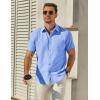 imageCOOFANDY Mens Button Down Short Sleeve Shirt Casual Dress Shirt Untucked Summer Shirts with PocketSky Blue