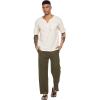 imageCOOFANDY Mens Casual Linen Pants Elastic Waist Linen Pants Drawstring Summer Beach Yoga Linen TrouserA Army Green