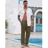 imageCOOFANDY Mens Casual Linen Pants Elastic Waist Linen Pants Drawstring Summer Beach Yoga Linen TrouserA Army Green