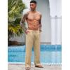 imageCOOFANDY Mens Casual Linen Pants Elastic Waist Linen Pants Drawstring Summer Beach Yoga Linen TrouserA Beige