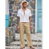 imageCOOFANDY Mens Casual Linen Pants Elastic Waist Linen Pants Drawstring Summer Beach Yoga Linen TrouserA Beige