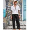 imageCOOFANDY Mens Casual Linen Pants Elastic Waist Linen Pants Drawstring Summer Beach Yoga Linen TrouserA Black