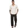 imageCOOFANDY Mens Casual Linen Pants Elastic Waist Linen Pants Drawstring Summer Beach Yoga Linen TrouserA Black